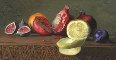 Still life with lemon and pomegranate thumb