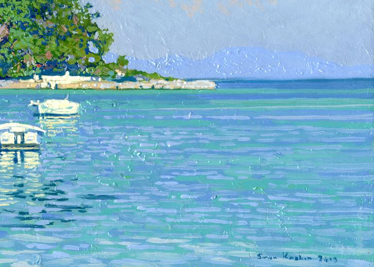Original Art Deco Seascape Painting by Simon Kojin