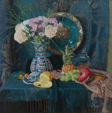 Original Art Deco Still Life Paintings by Simon Kojin