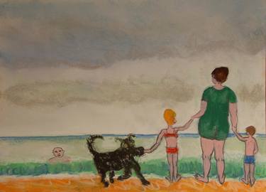 Biarritz maman enfants et chien thumb