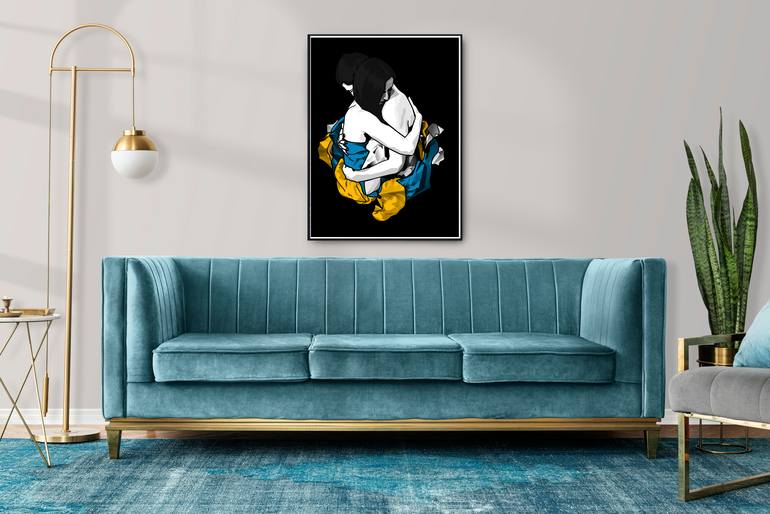 Original Art Deco Love Printmaking by Masha Trotzky