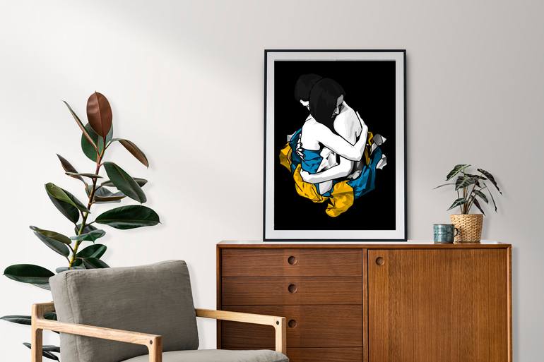 Original Art Deco Love Printmaking by Masha Trotzky