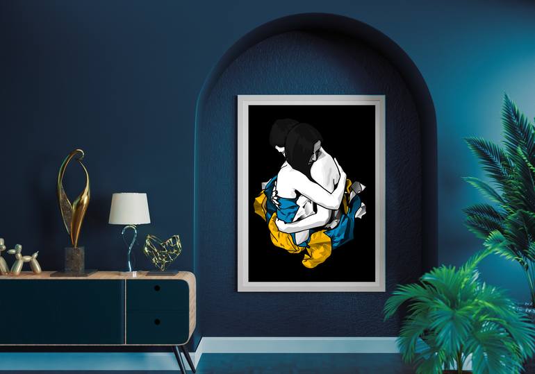 Original Art Deco Love Printmaking by Masha Trotzky