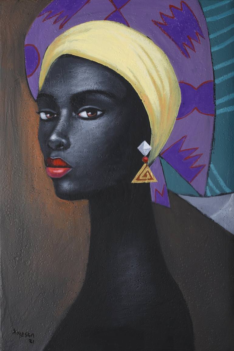 Nike (Gele series) Painting by segun aiyesan | Saatchi Art