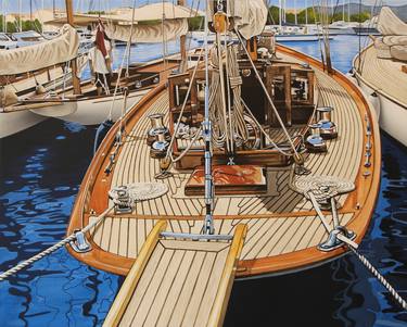 Original Figurative Boat Paintings by Laurent Torregrossa