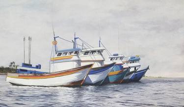 Original Boat Painting by Virginia Zimmermann