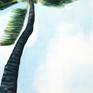 Lying on the beach, staring up through the palm trees at the sky--a carefree paradise.