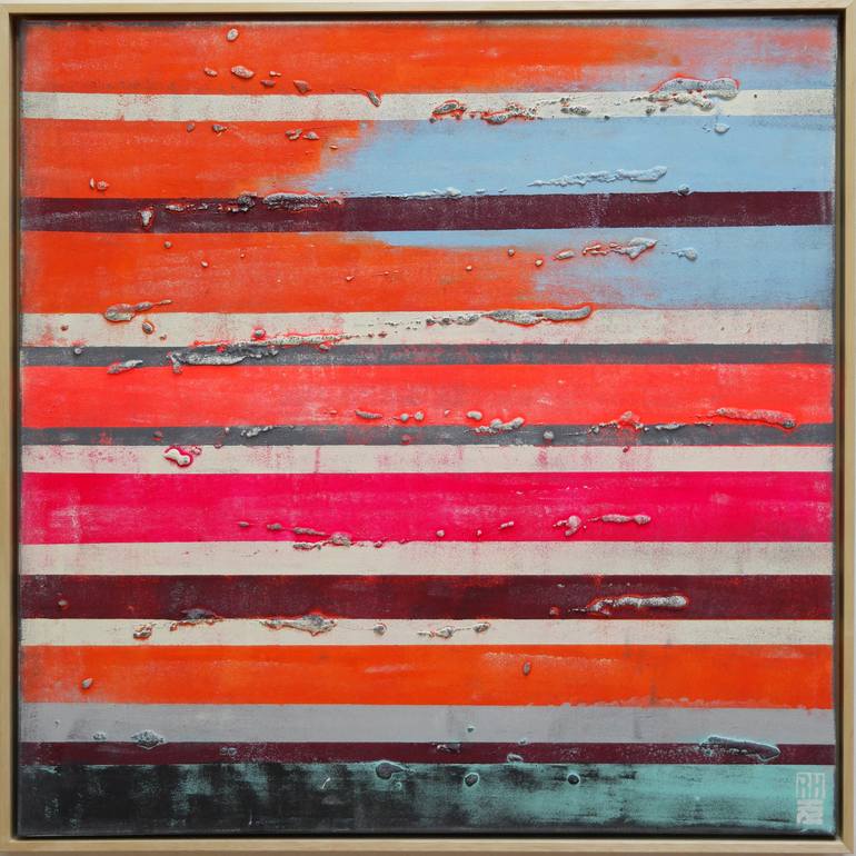 Square Neon Striped Colors - D3 Painting by Ronald Hunter | Saatchi Art