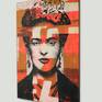 The famous Frida Kahlo, as she has never been portrayed before. Ronald hand painted her portrait and mixed it with typographic form. Combined with the neon orange and gold brown color palette, this painting is a vibrant statement piece.