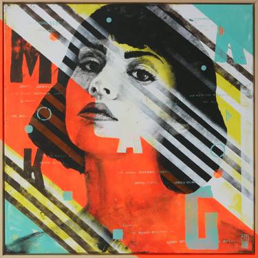 Saatchi Art Artist Ronald Hunter; Painting, “Striped Orange - Pop Art Girl - Incl. Frame” #art