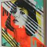 Striped Pop Art girl - framed (side view)