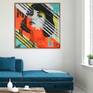 Striped Pop Art girl - framed (in room)