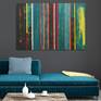 A chique design, subdued but rich in color. With many layers of acrylic paint, Ronald creates depth and texture. This painting can be hung horizontal and vertical.