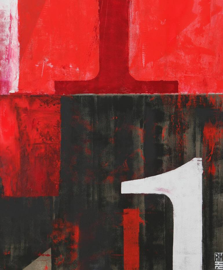 Original Abstract Typography Painting by Ronald Hunter