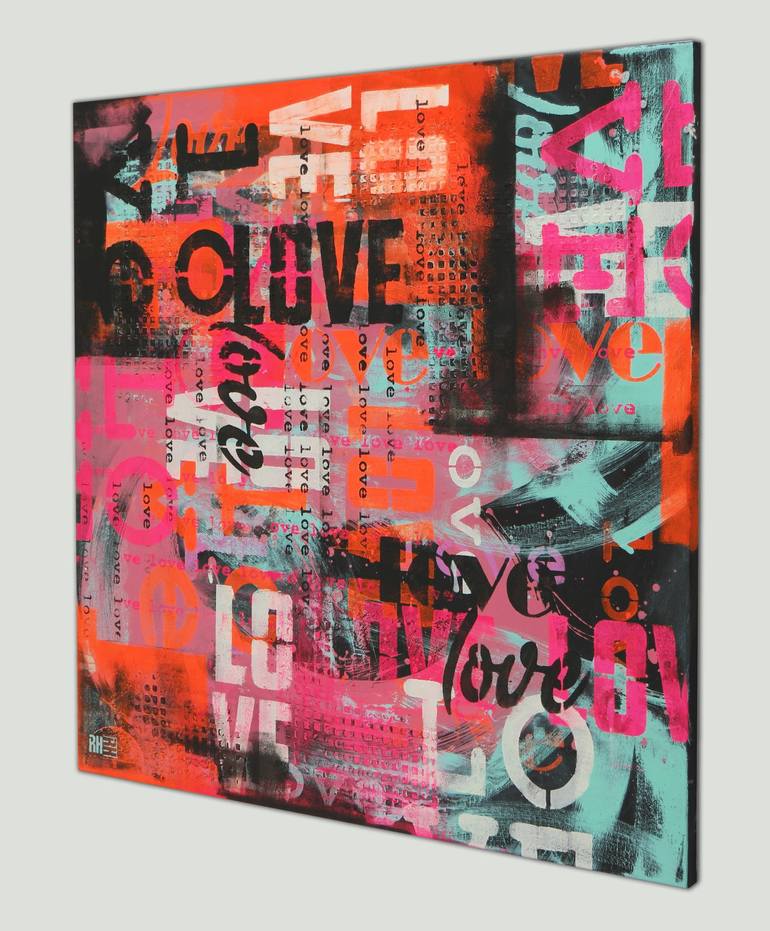 Original Abstract Typography Painting by Ronald Hunter