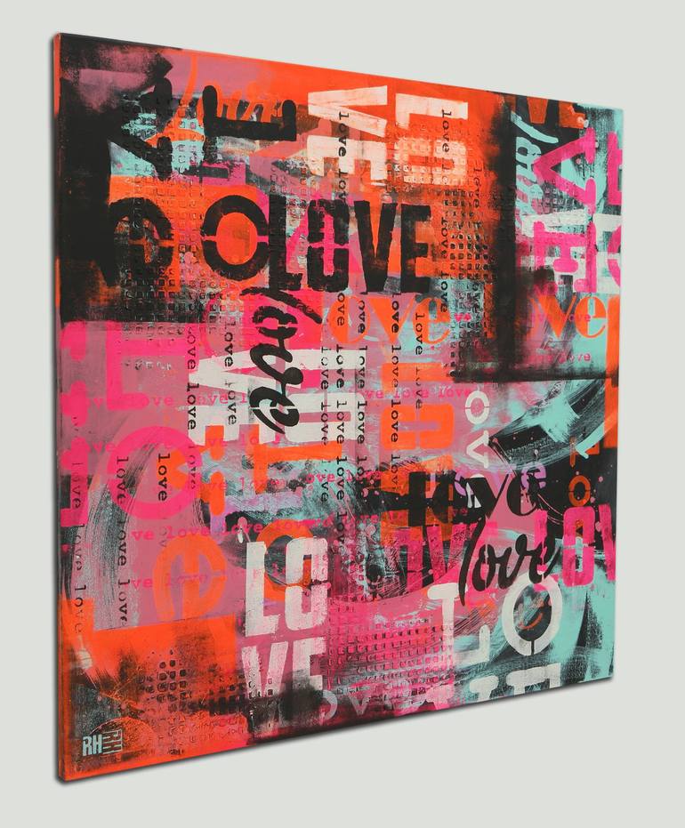 Original Abstract Typography Painting by Ronald Hunter