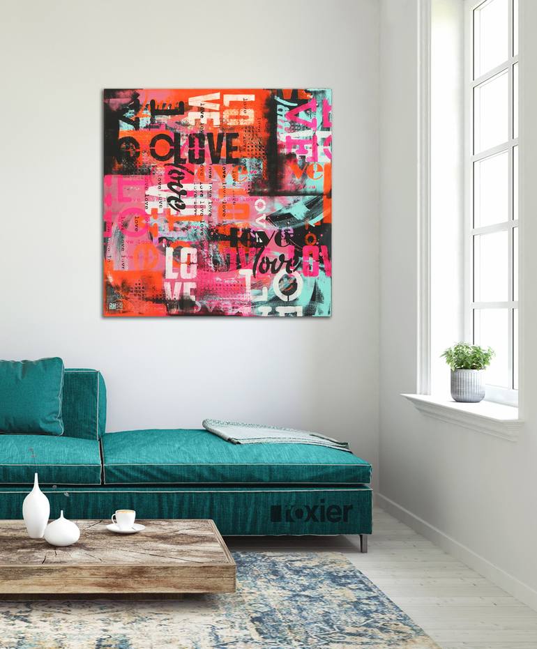 Original Abstract Typography Painting by Ronald Hunter