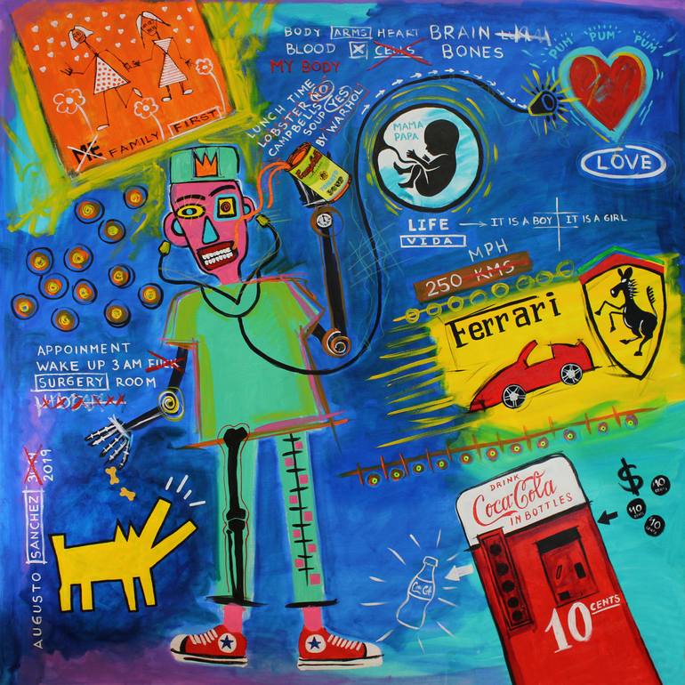 THE DOCTOR, TRIBUTE TO BASQUIAT Painting by AUGUSTO SANCHEZ | Saatchi Art
