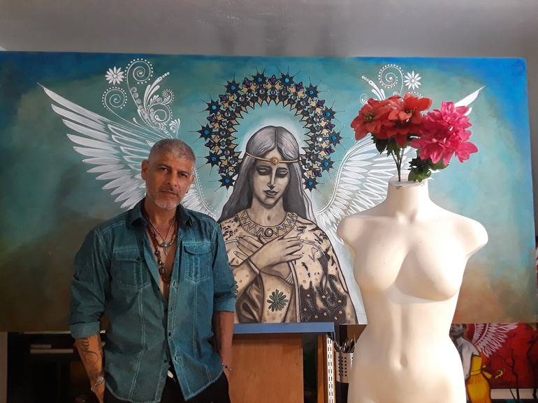 Original Expressionism Religion Painting by Augusto Sanchez