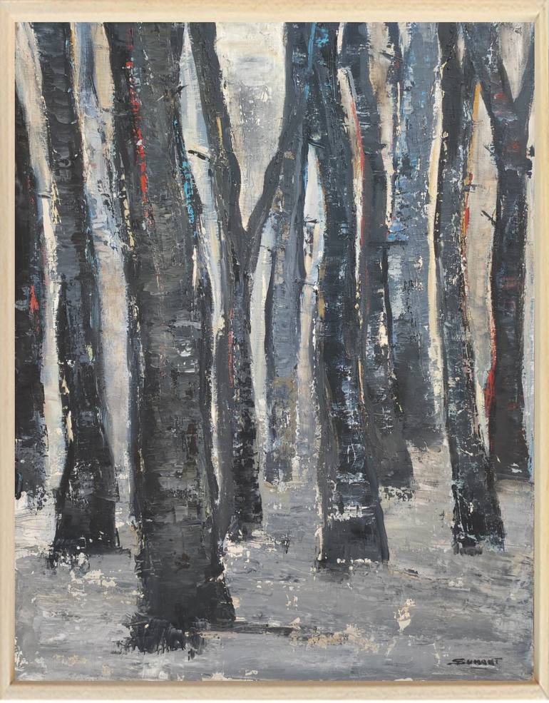 Original Expressionism Tree Painting by Sophie Dumont