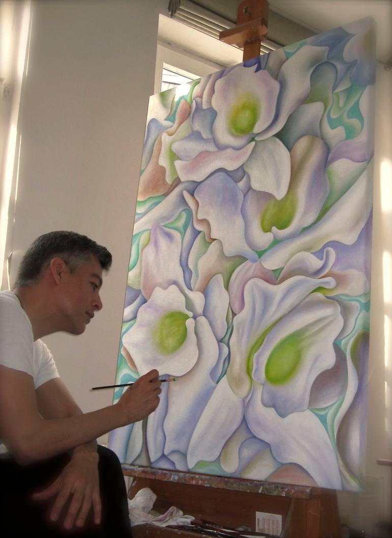 Original Figurative Floral Painting by Filiberto Montesinos Castañon