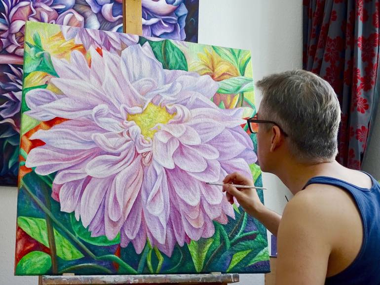 Original Figurative Floral Painting by Filiberto Montesinos Castañon