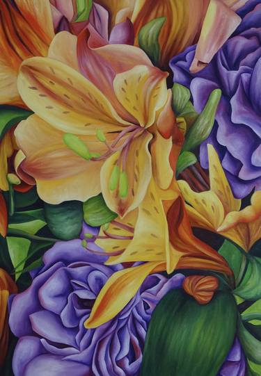 Original Figurative Floral Paintings by Filiberto Montesinos Castañon