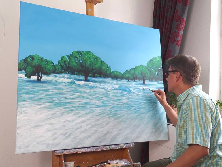 Original Conceptual Landscape Painting by Filiberto Montesinos Castañon