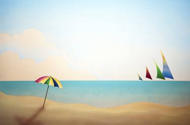 Original Conceptual Beach Paintings by Panos Pliassas