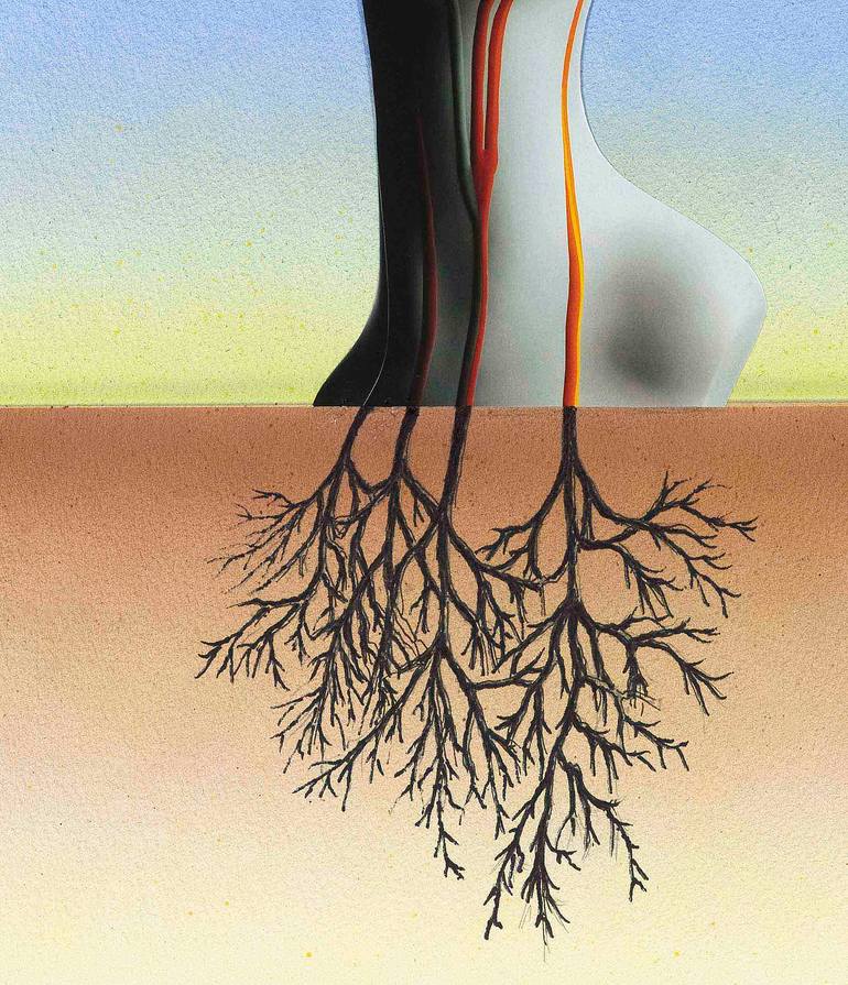 Original Conceptual People Mixed Media by Panos Pliassas