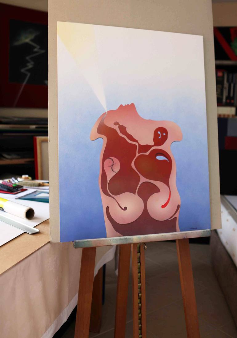 Original Conceptual Nude Painting by Panos Pliassas