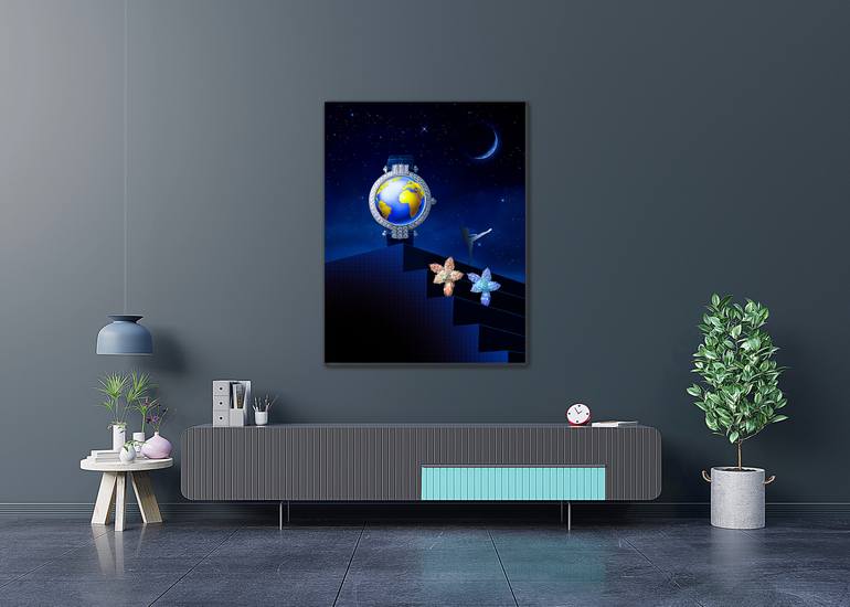 Original Conceptual Outer Space Mixed Media by Panos Pliassas