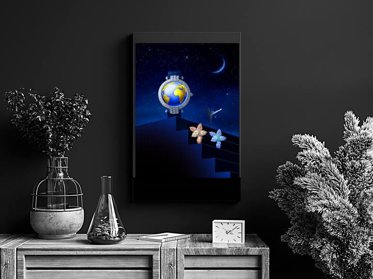 Original Conceptual Outer Space Mixed Media by Panos Pliassas
