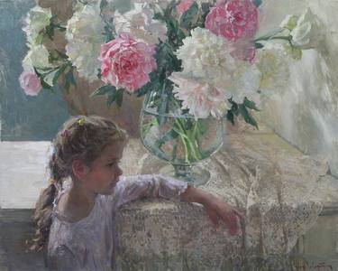 Girl and peonies thumb