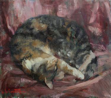 Original Cats Paintings by Anatolii Korobkin