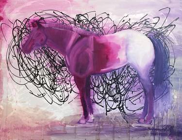 Original Abstract Expressionism Horse Painting by Catherine McClay