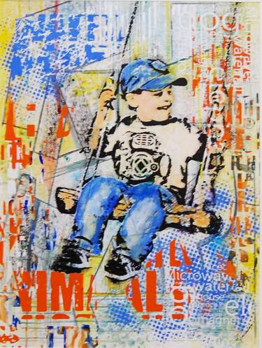 Original Pop Art Children Mixed Media by Marcio França Moreira