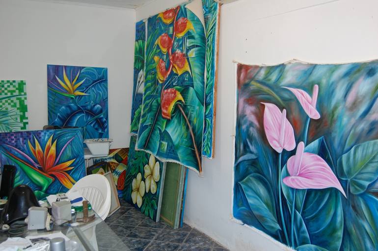 Original Floral Painting by Marcio França Moreira