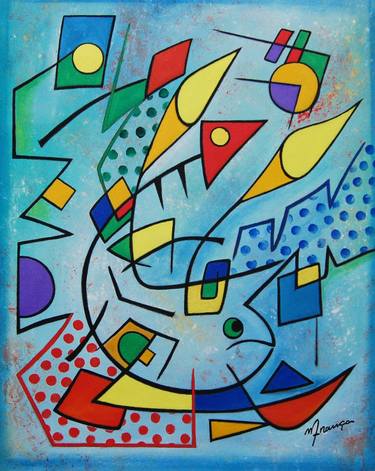 Original Abstract Fish Paintings by Marcio França Moreira