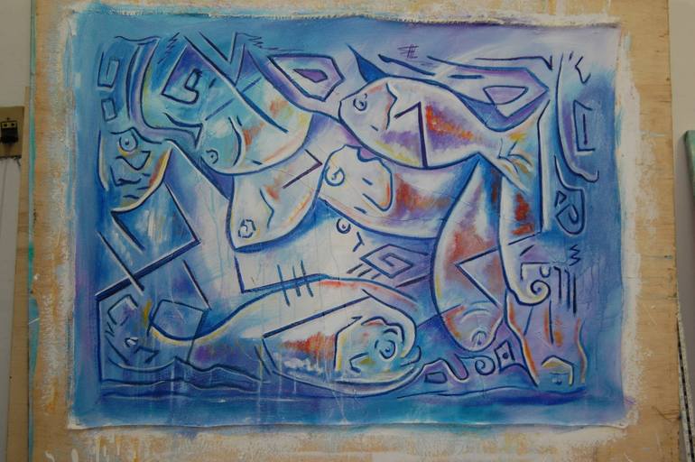 Original Art Deco Fish Painting by Marcio França Moreira