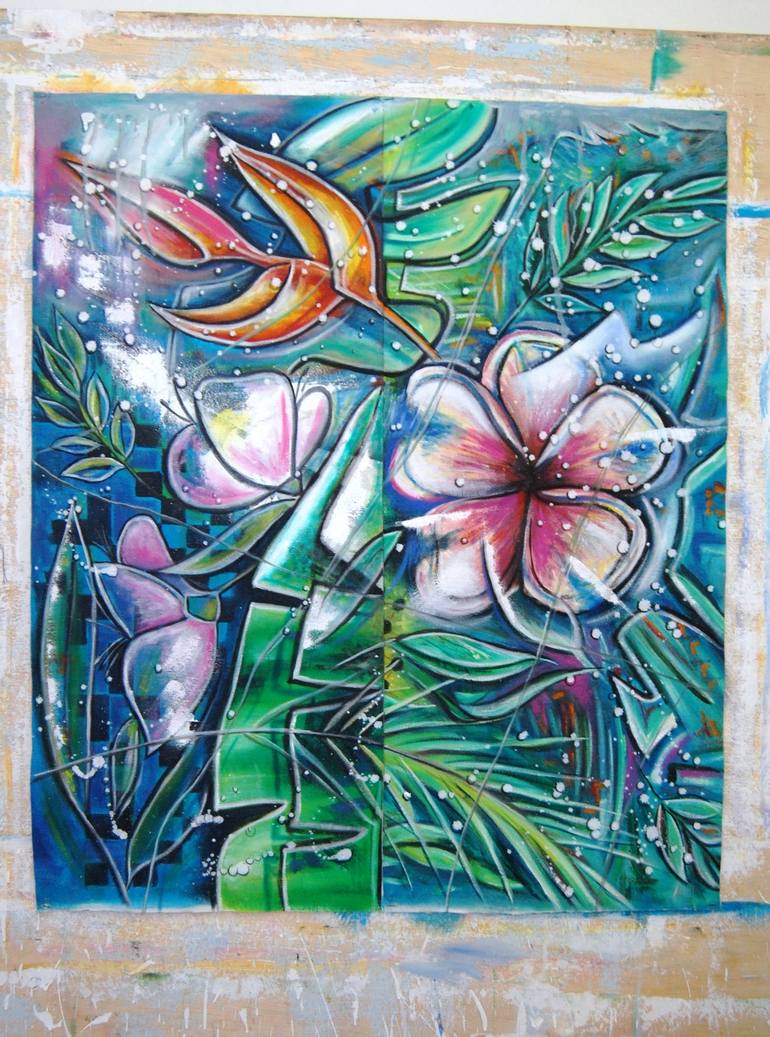 Original Floral Painting by Marcio França Moreira