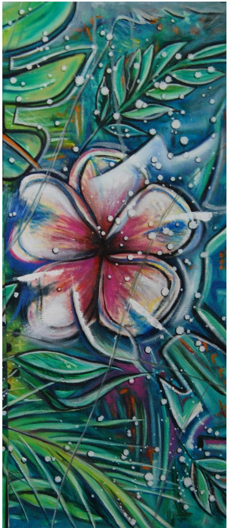 Original Art Deco Floral Painting by Marcio Franca Moreira