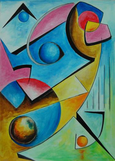 Original Abstract Geometric Paintings by Marcio França Moreira