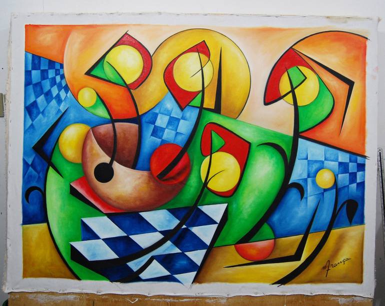 Original Abstract Geometric Painting by Marcio França Moreira