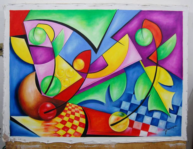 Original Abstract Geometric Painting by Marcio Franca Moreira