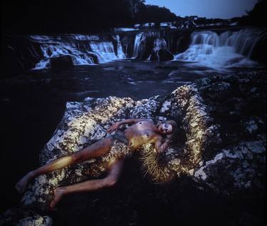 Woman lying On The Rocks By the Waterfall - Limited Edition 1 of 1 thumb