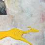 Acrylic, tempera and pencil on canvas - please note this work is sent unstretched and rolled and ready for stretching by a framer - there is approx 4 cm around the edges to allow for stretching.