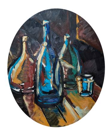 Still life with bottles and glass thumb