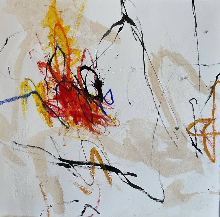Original Abstract Drawing by Linda Coppens | Abstract Art on Paper | Fragments of a Whisper