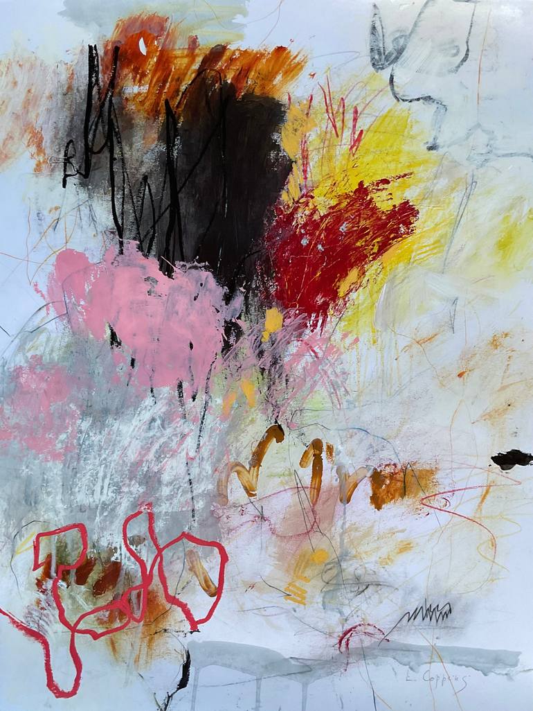 Original Abstract Painting by Linda Coppens | Abstract Art on Paper | Held Before It Settled